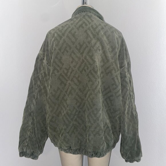 Green Panel Corduroy Harrington Jacket - Picture 3 of 5